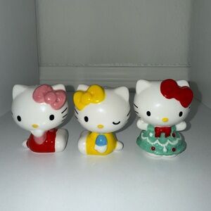 Hello Kitty Ceramic Figurine Set - Red, Yellow, Green
